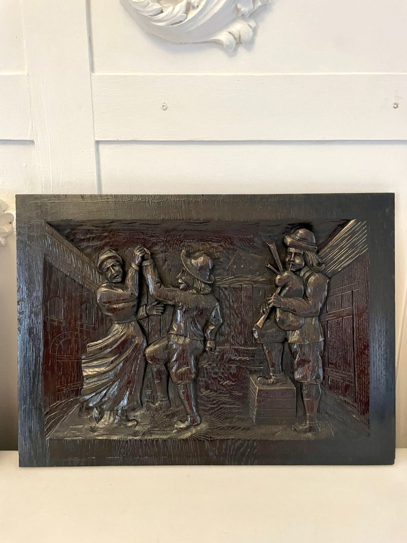 Outstanding Quality Set of 3 Antique Victorian Carved Oak Panels - Image 9